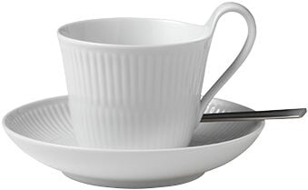 White Fluted Cup and Saucer 24cl