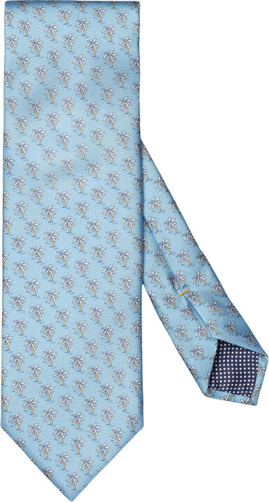 Mid blue Motif Print Silk Tie