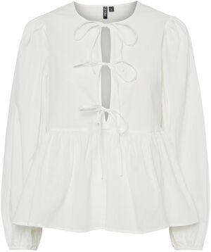 PCJOLLY LS O-NECK TIE TOP WVN NOOS