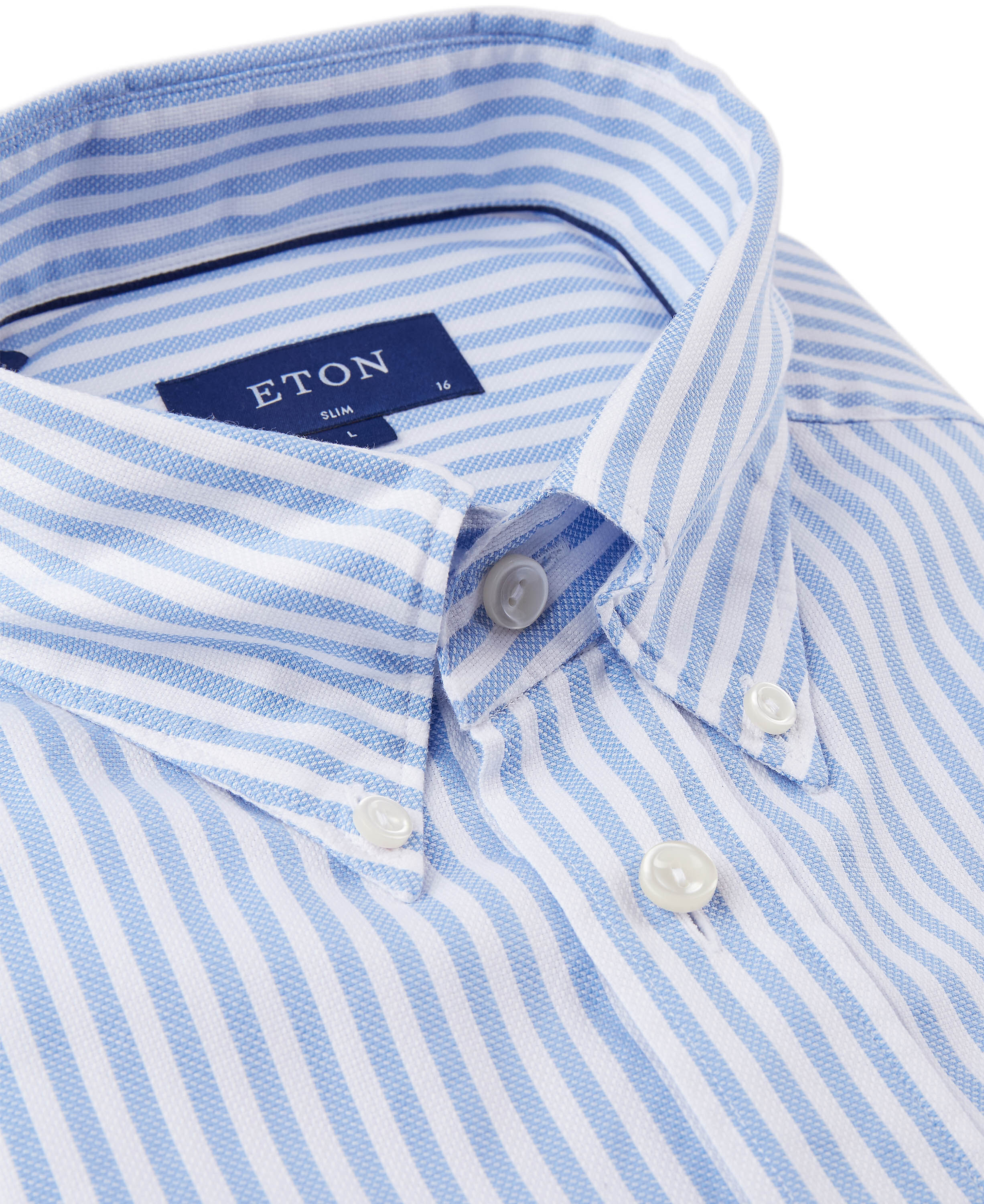 Light Blue Striped Royal Oxford Shirt - Slim Fit