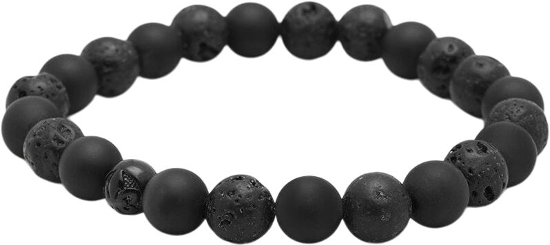 Men's Wristband with Lava Stone, Matte Onyx and Black Logo B