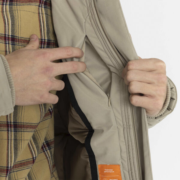 Short, hooded parka jacket with zipper pockets