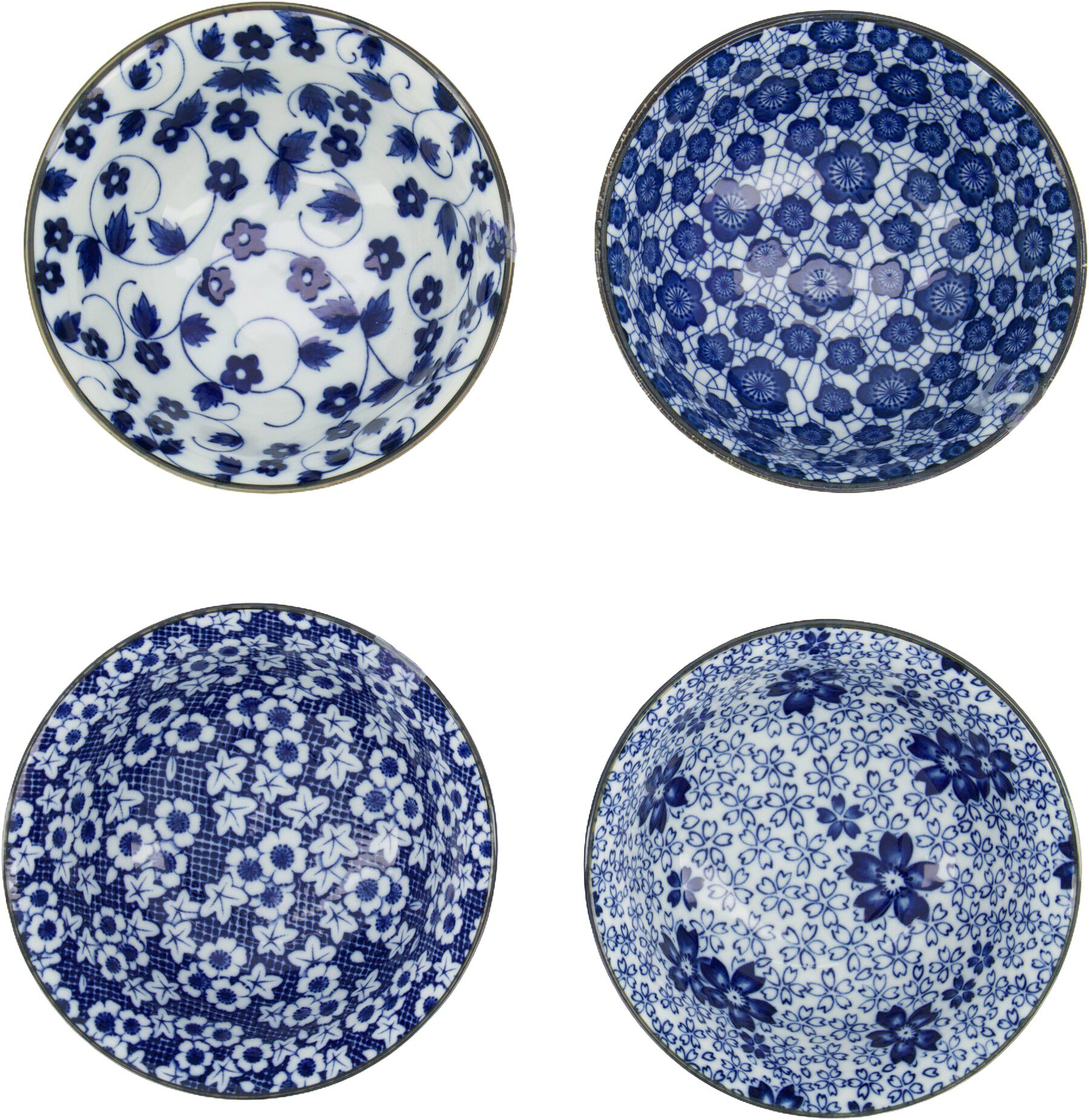 Mixed Bowls Tayo Bowl Giftset 4pcs 15x7cm 500ml Blue/White B