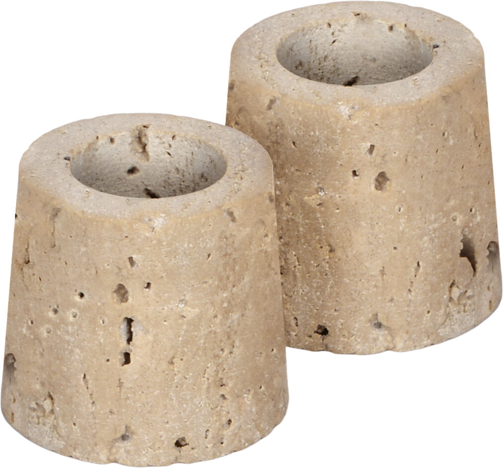 Travertine Candleholder taper, S, Desert beige, 2-pack, 3,5x