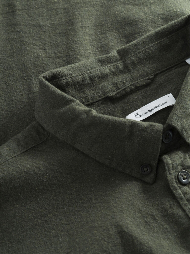 Regular fit melang&eacute; flannel shirt - GOTS/Vegan