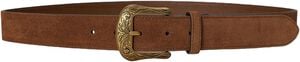 Tooled-Buckle Suede Belt