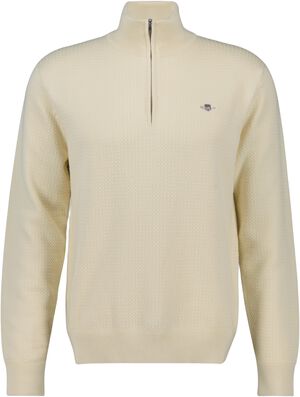 TEXTURED COTTON HALF ZIP