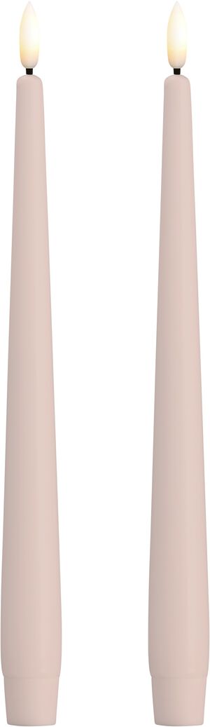 MM LED taper candle, Silk, Slim, Light rose, 2-pack, 23x250 mm