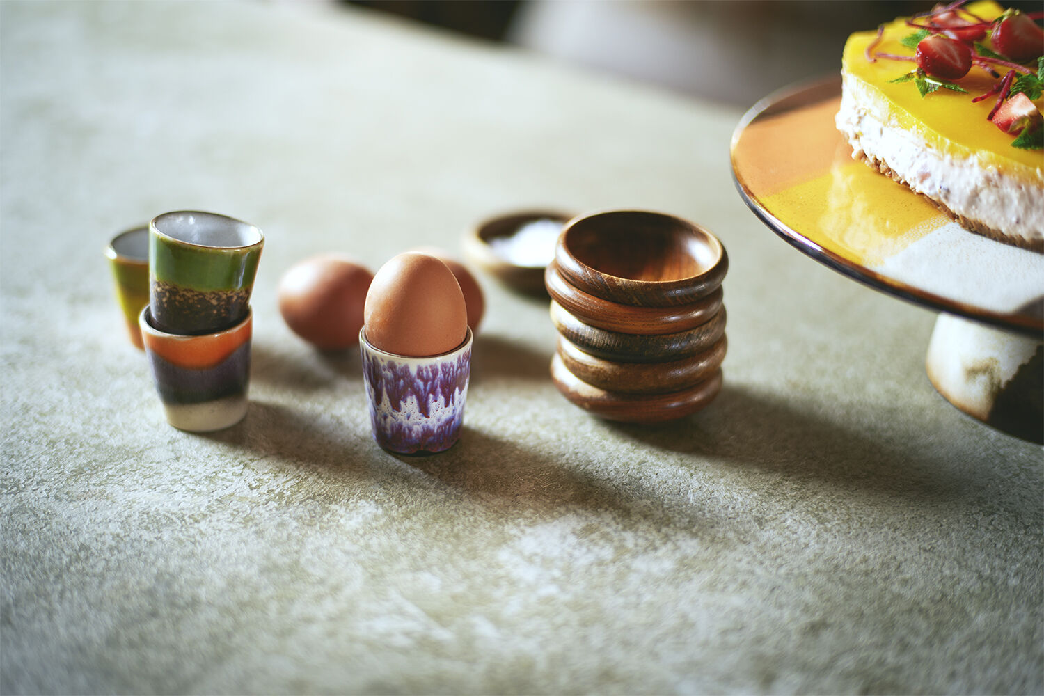 70s ceramics egg cups island set of 4