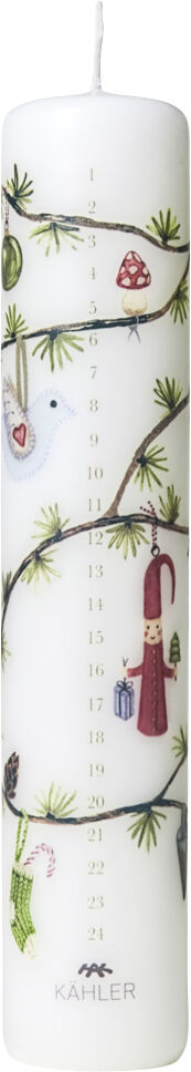 Hammersh&oslash;i Christmas Kalenderlys 2023 &Oslash;5 cm hvid m. deko