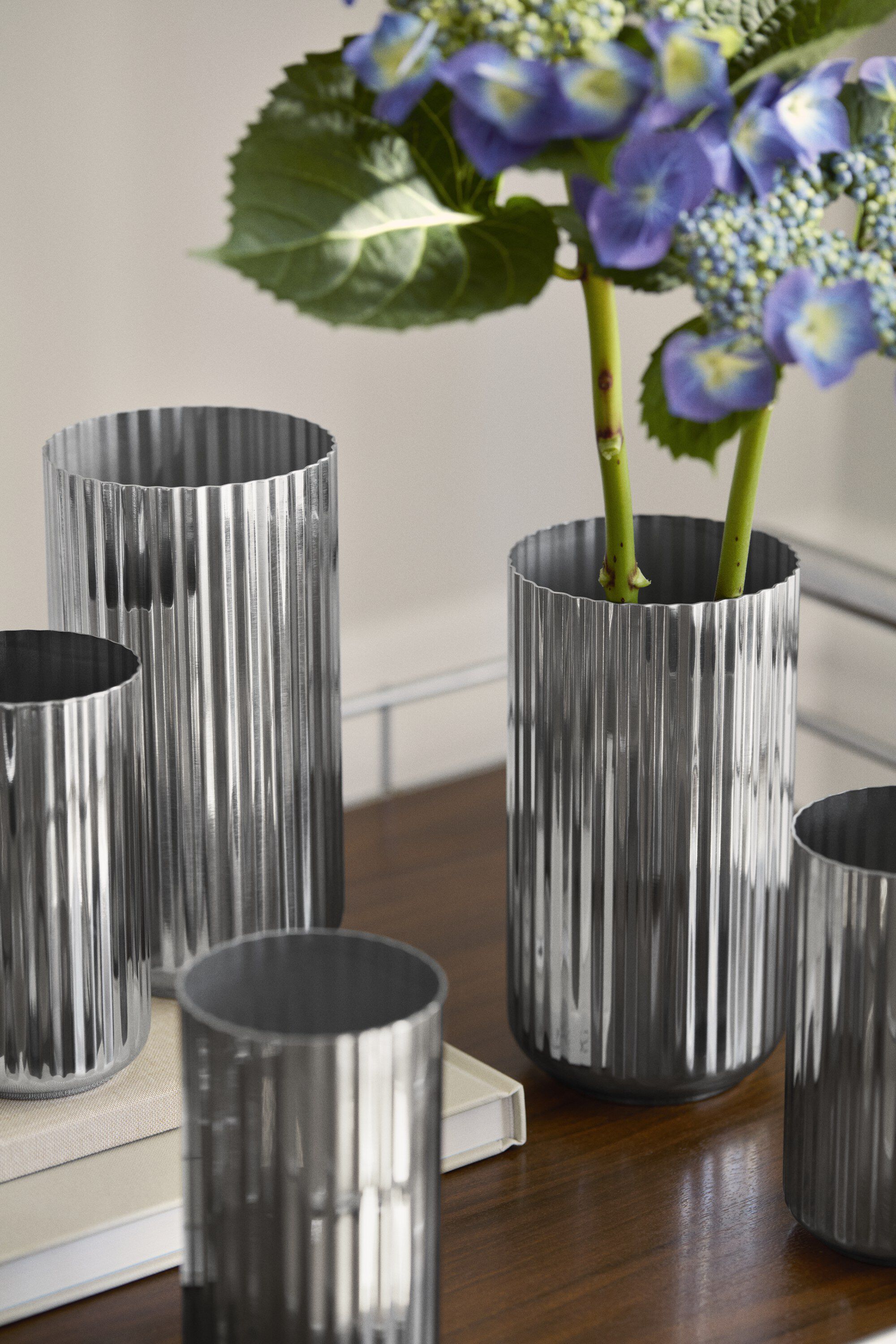 Lyngby Vase H15. 5 cm st&aring;l rustfrit st&aring;l