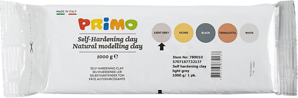 Selvh&aelig;rdende Ler, lys gr&aring;, 1000g.