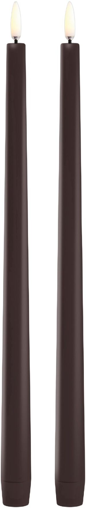 LED slim taper candle, Dusty Mulberry, Smooth, 2-pack, 2,3x32 cm