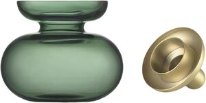 Vase/Lysestake Inu 11 x 10 cm Moss Green/Brass