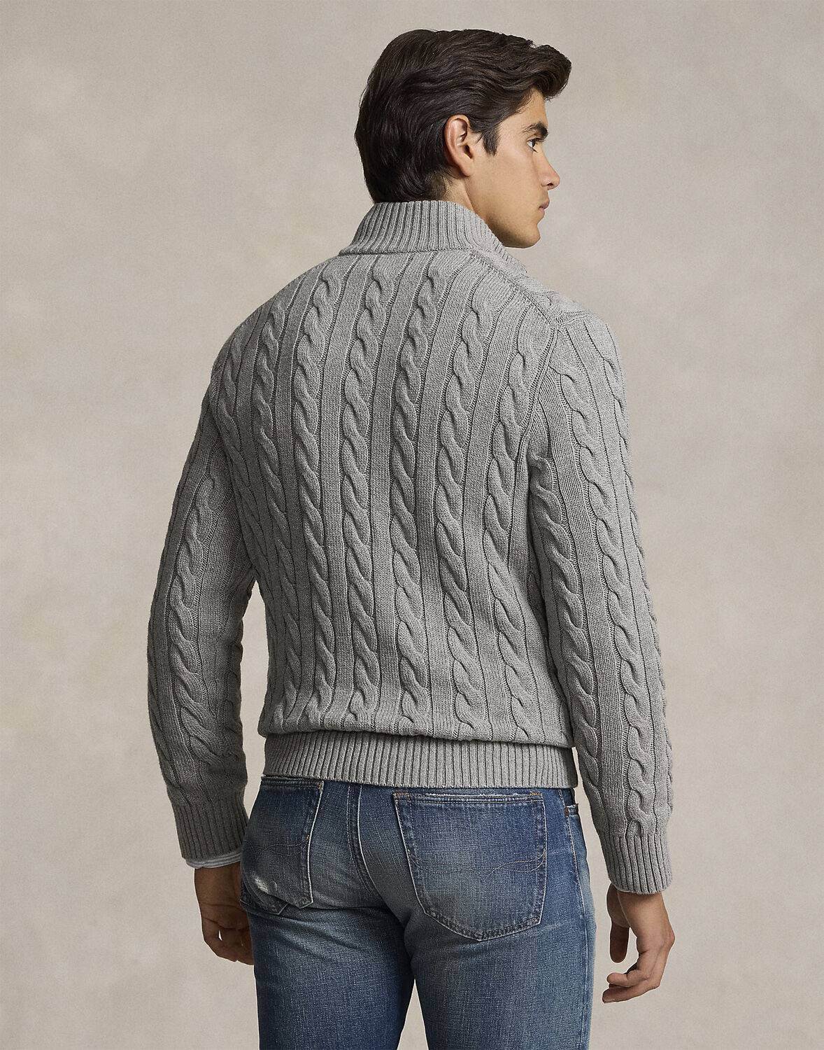 Cable-Knit Cotton Quarter-Zip Sweater