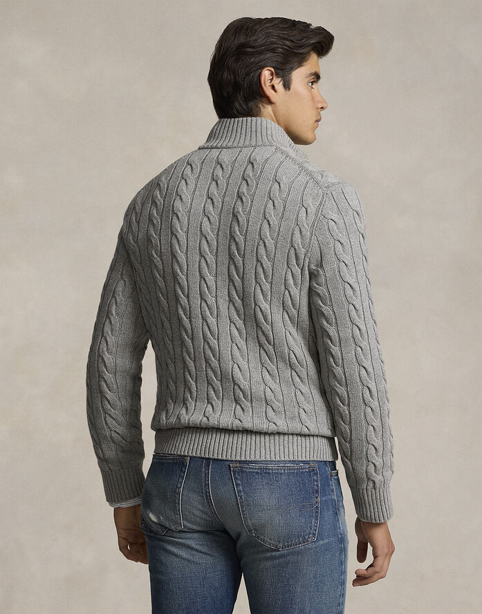 Cable-Knit Cotton Quarter-Zip Sweater