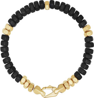 Men's Hexagon Beaded Bracelet with Black Onyx and Gold