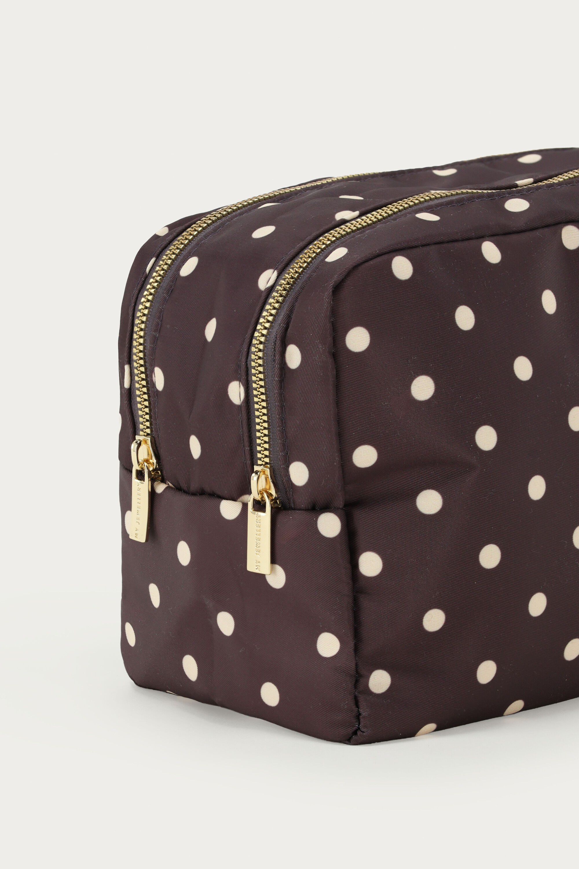 Toiletbag big polkadot brown