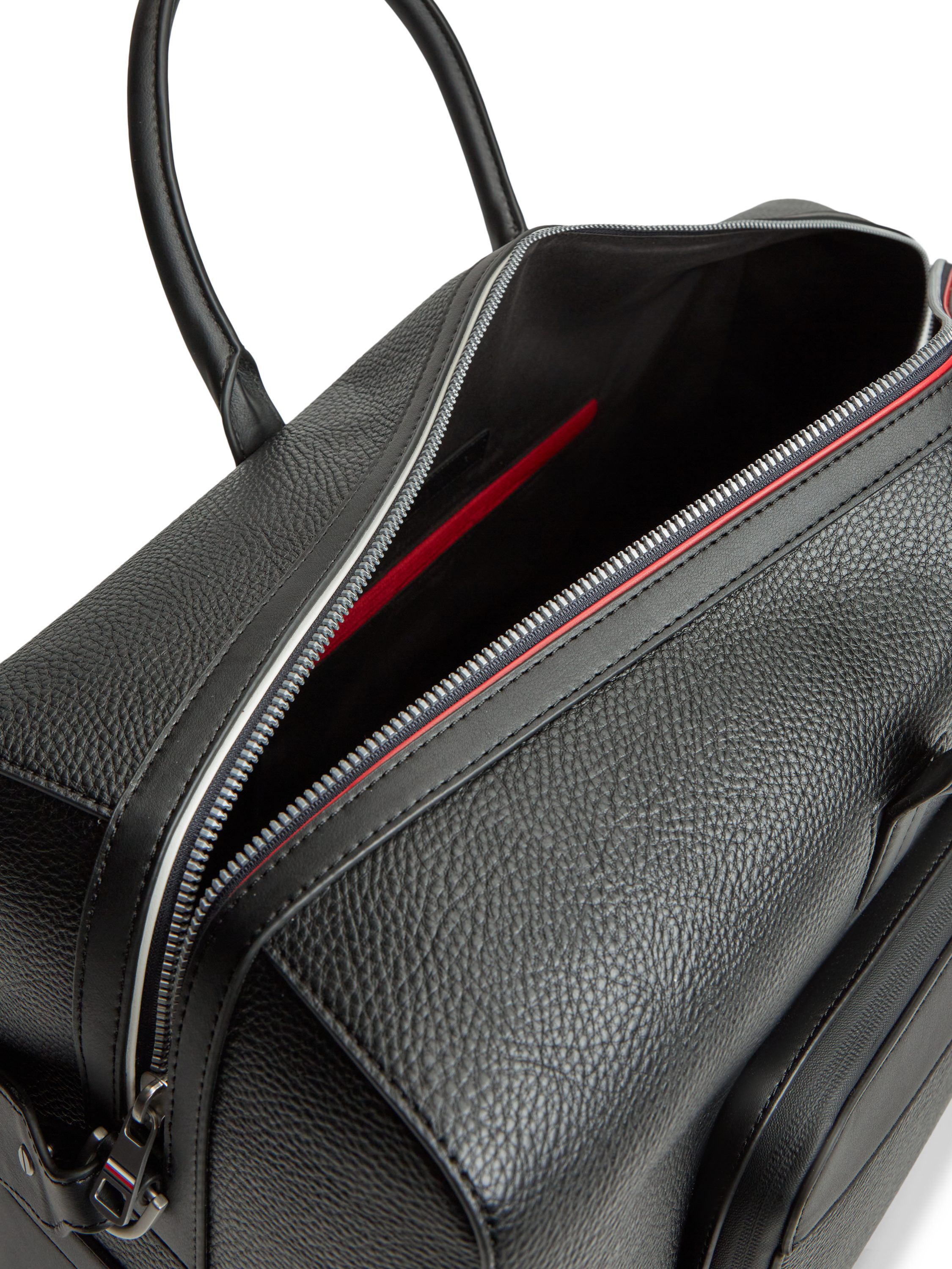 Metal Logo Pebble Grain Duffel Bag