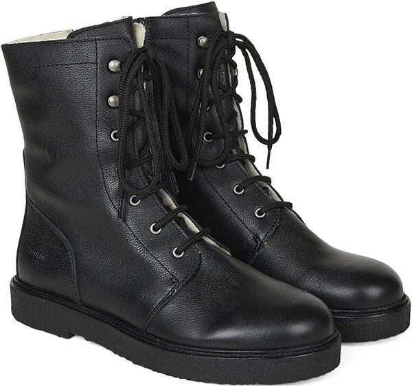 Snørestøvle med uldfoer, lynlås wid