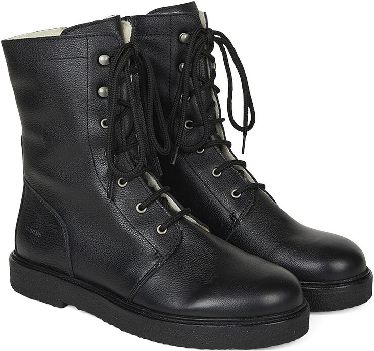 Snørestøvle med uldfoer, lynlås wid