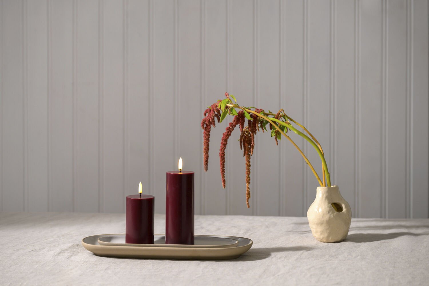 LED pillar candle, Wine red, Smooth, 5,8x15,2 cm