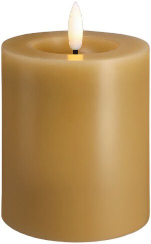 Moods & More - LED Pillar Candles, Silk, Melted, Honey mustard, 74x100