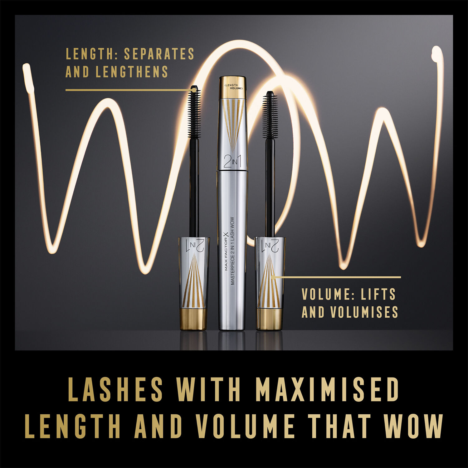 Max Factor Masterpiece 2 In 1 Lash Wow Mascara, 001 Black, 7ml