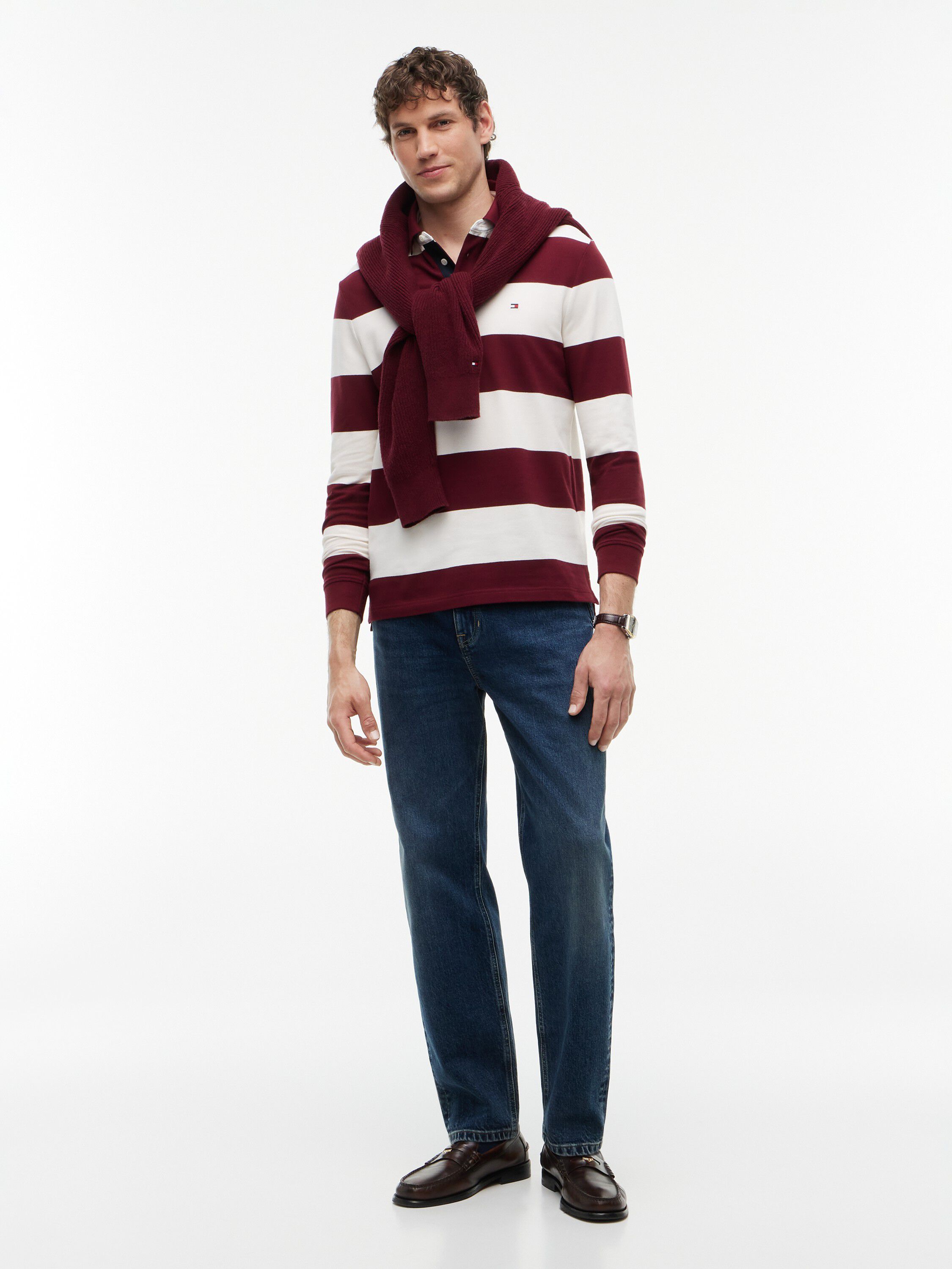 Rugby Stripe Long Sleeve Polo Shirt