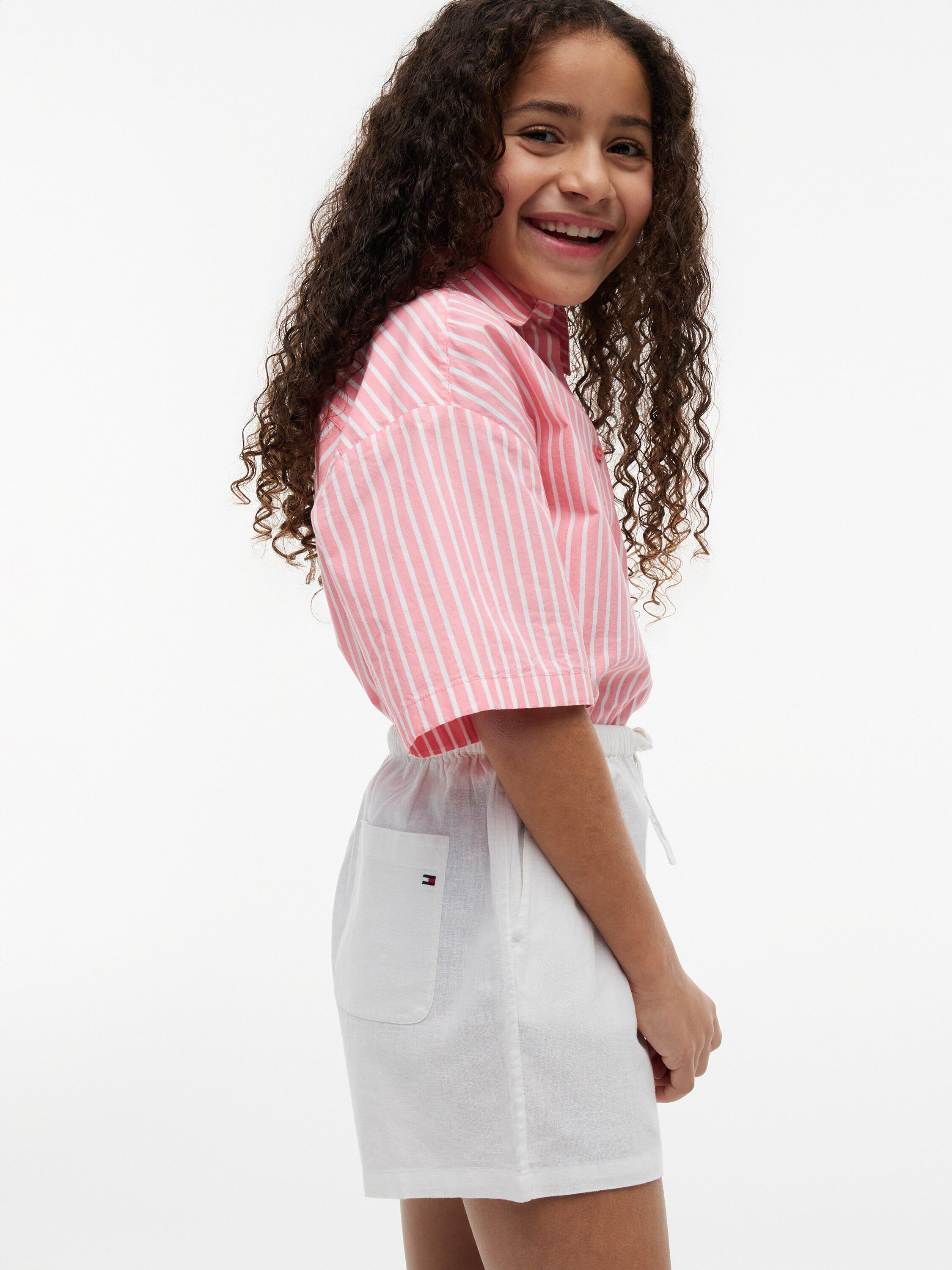 Mercerised Linen Blend Wide Leg Shorts