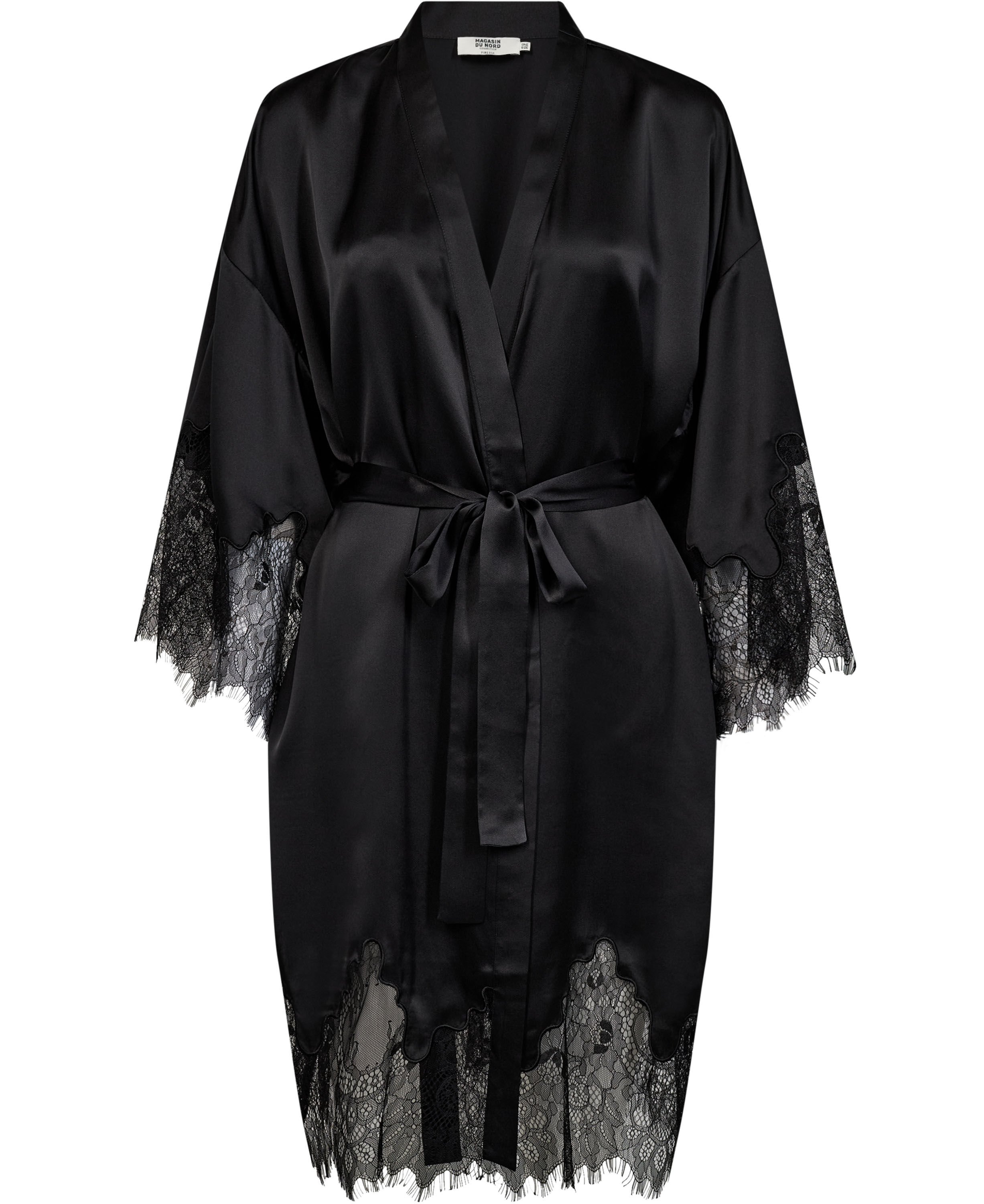 Moon 6 G - Short Kimono w. Lace, 100% Silk