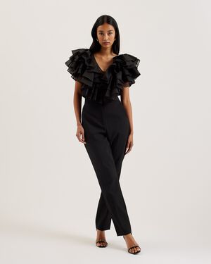 CALONDA Oversized Frill Sleeve V Ne