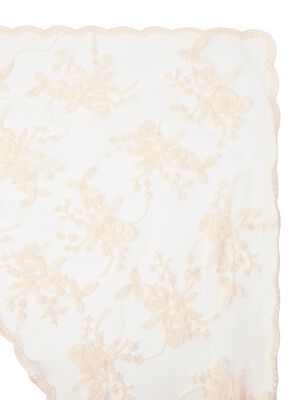Scarf in mesh with lace embroidery.