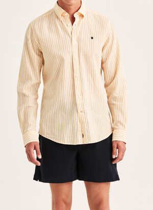 Douglas Linen Stripe Shirt-Classic Fit