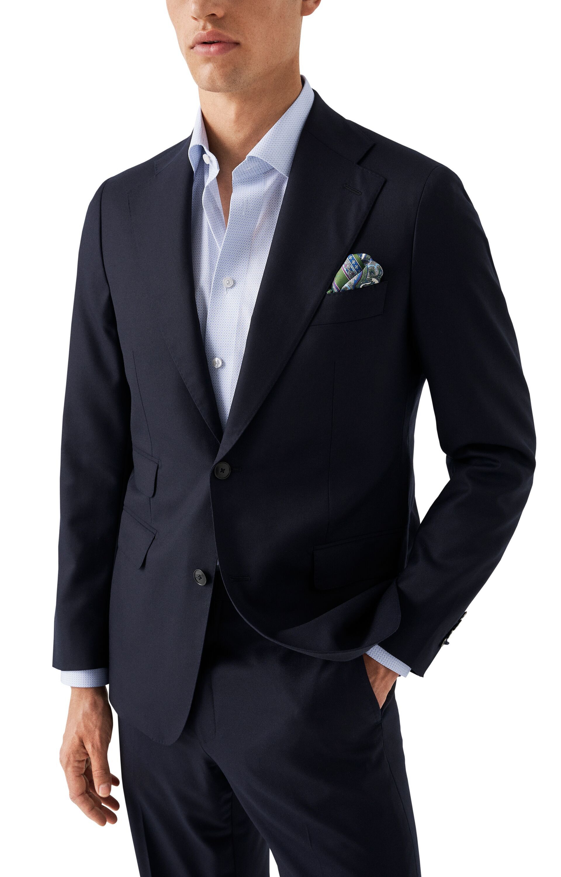 Light Blue Micro Print Shirt - Contemporary Fit