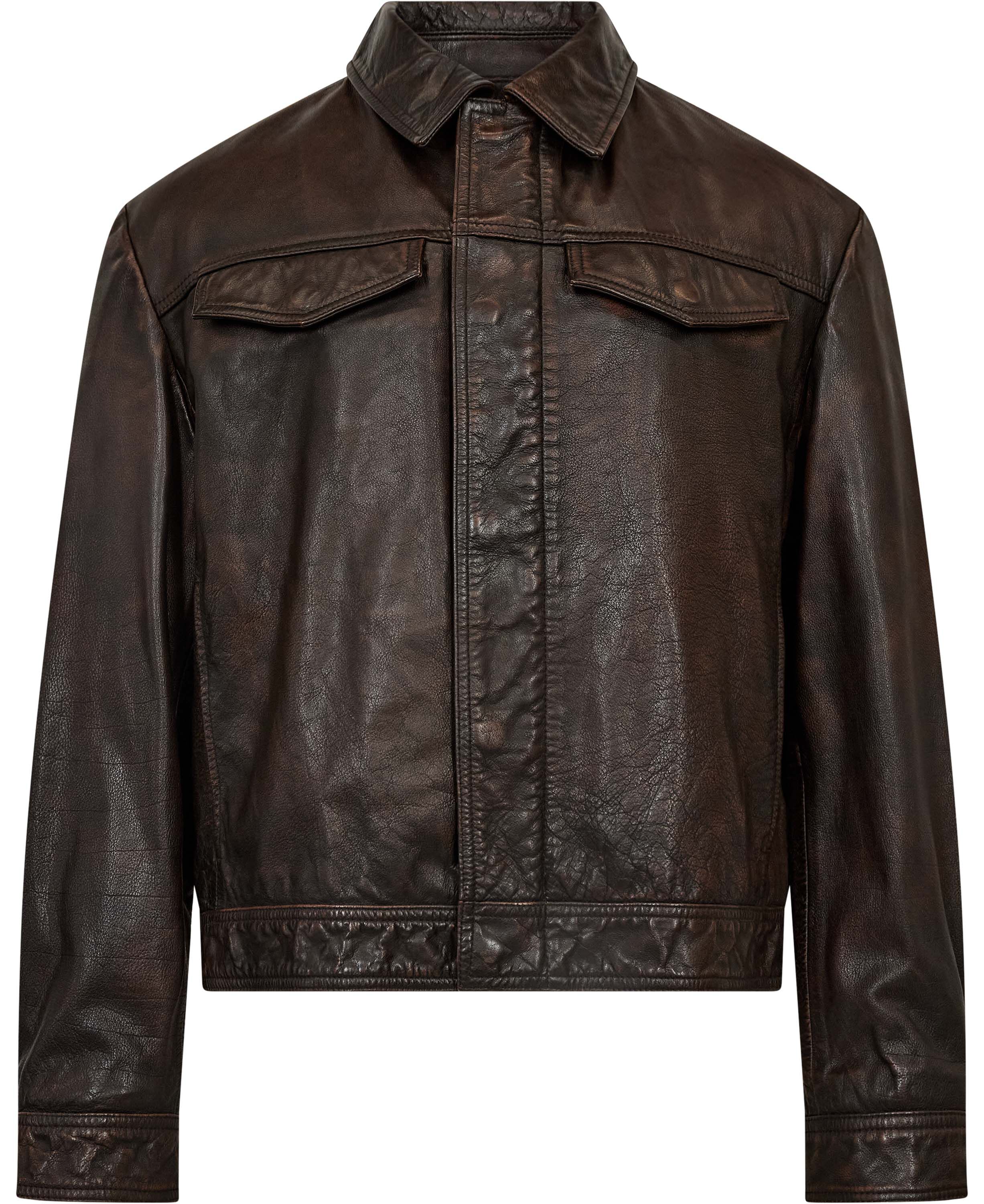 Leather jacket with chest pockets