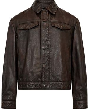 Leather jacket with chest pockets