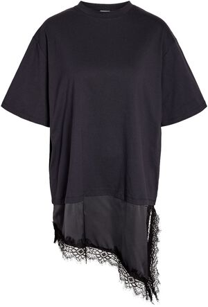 NMFILLA S/S OVERSIZE SATIN LACE T-S