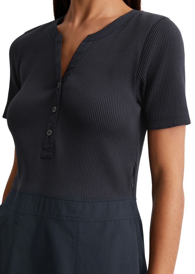 Jersey dress, polo collar, poplin p