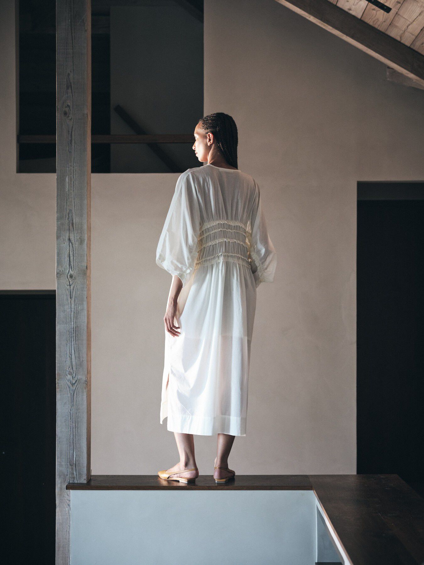 Voile frill gathered dress - Ina