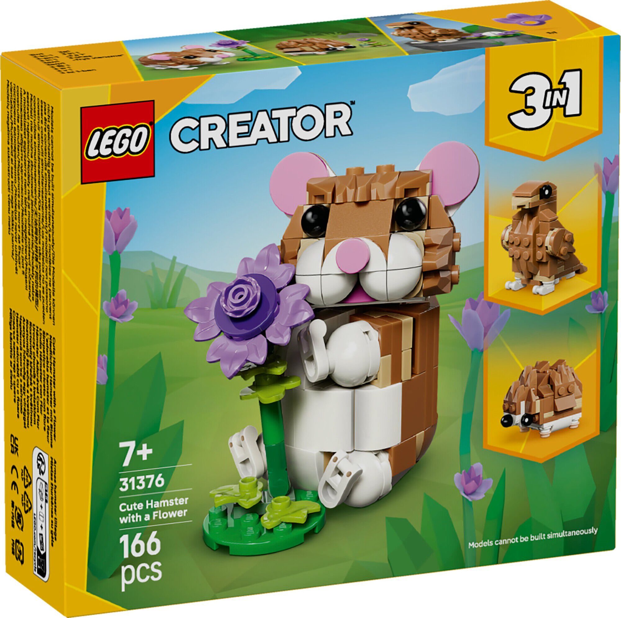 S&oslash;d hamster med blomst 31376