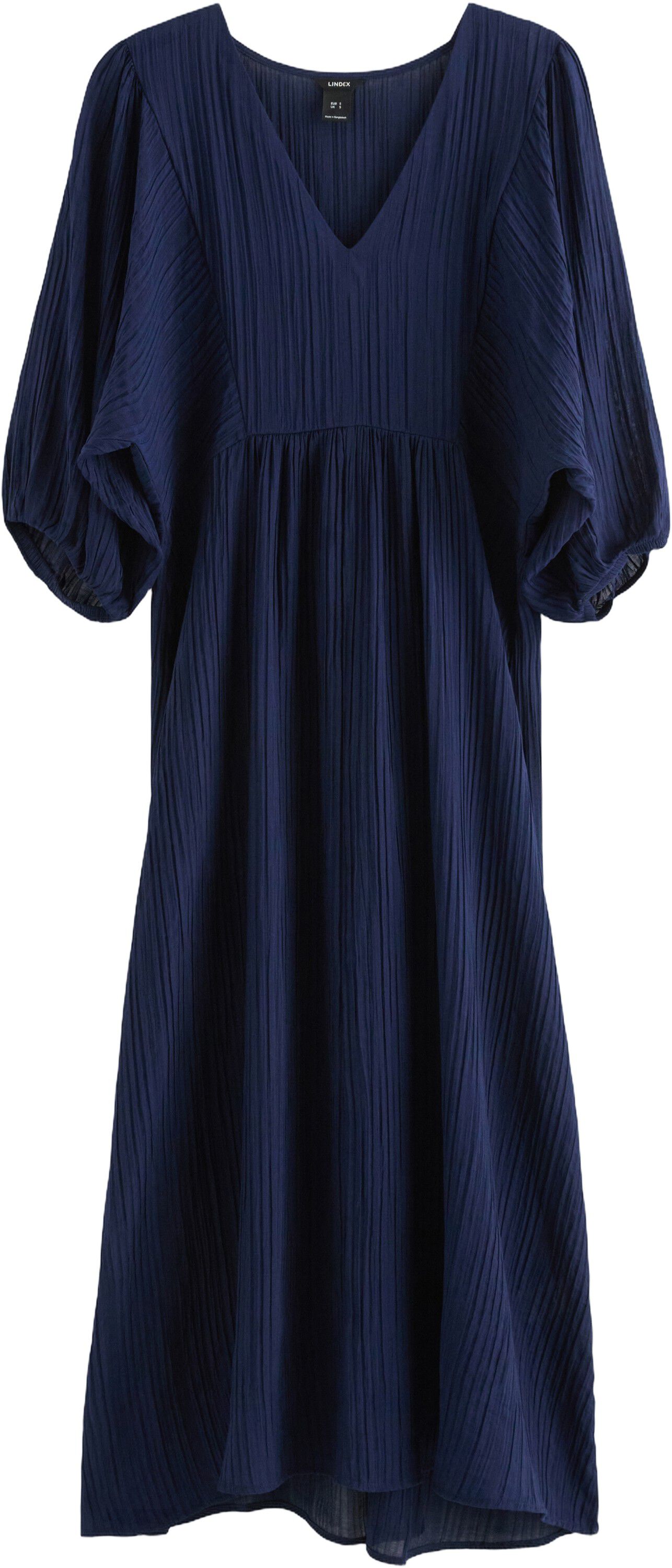 Midi dress with crinkles, v-neck an