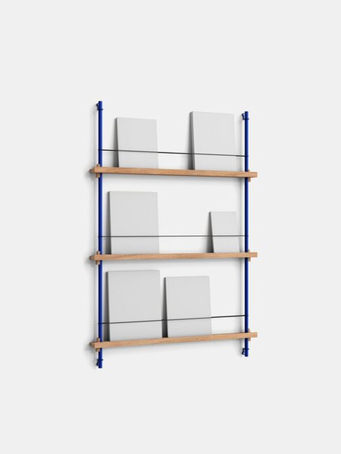 Box set, Magazine Shelving MS.115. 1, Oak shelves, Deep Blue