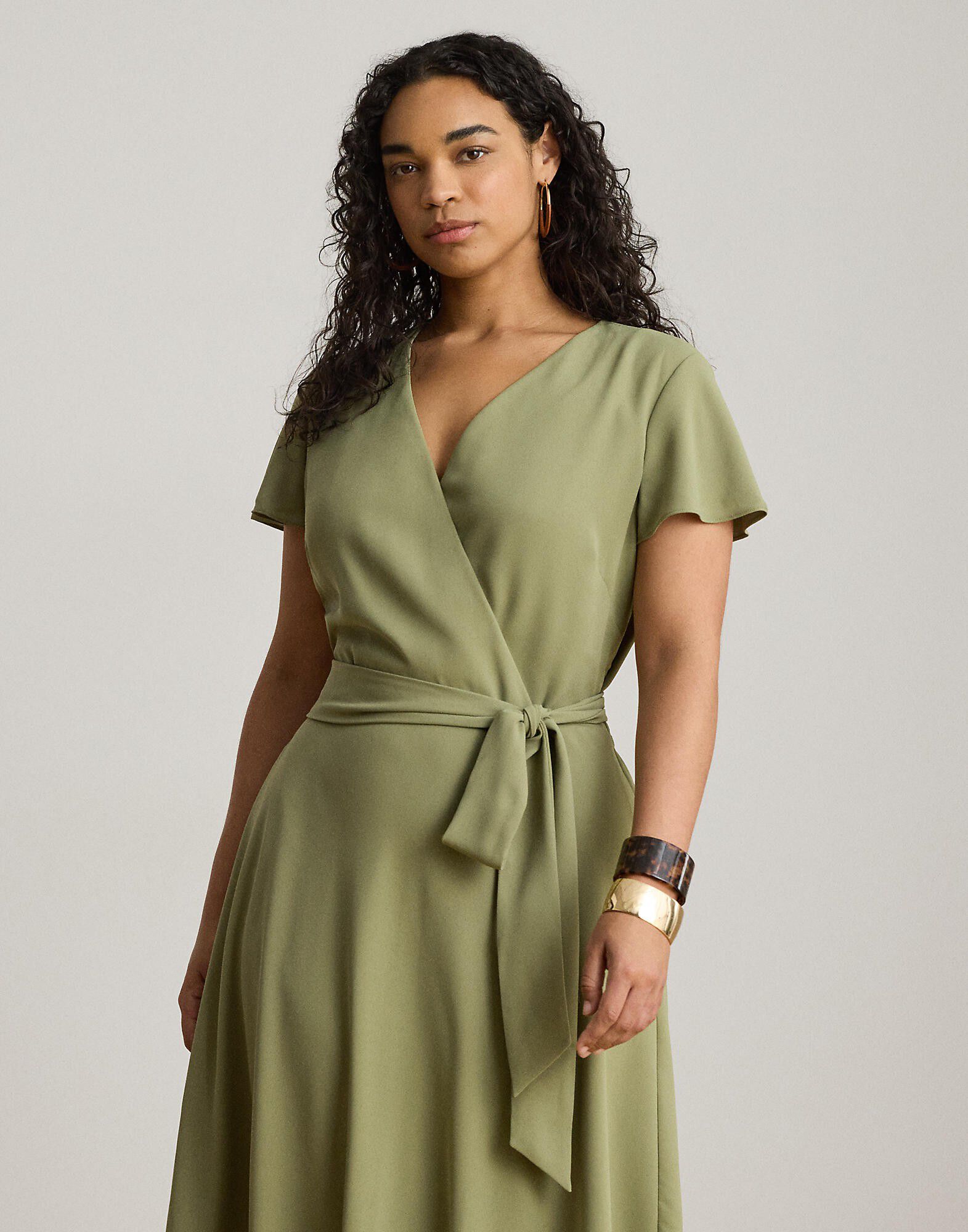 Belted Georgette Surplice Dress