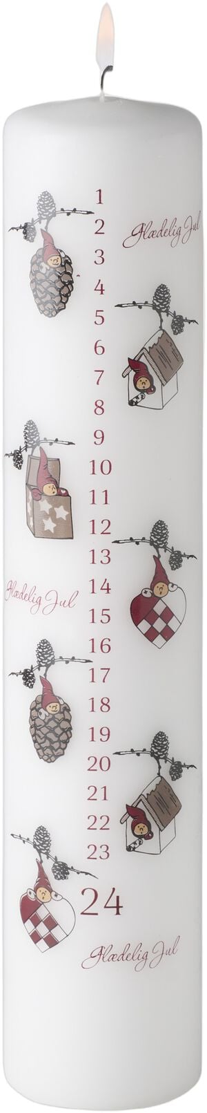 Kalenderlys Nisserik Hvid