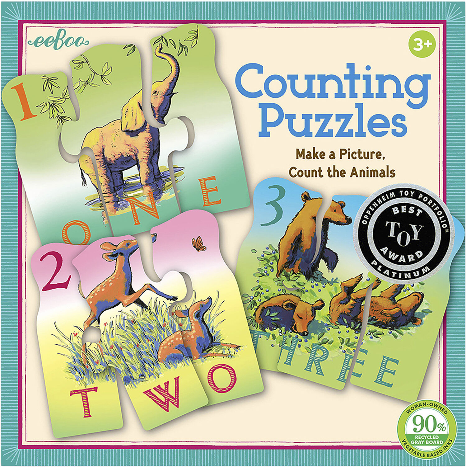 eeBoo - Leg & L&aelig;r puslespil - T&aelig;l et dyr p&aring; engelsk