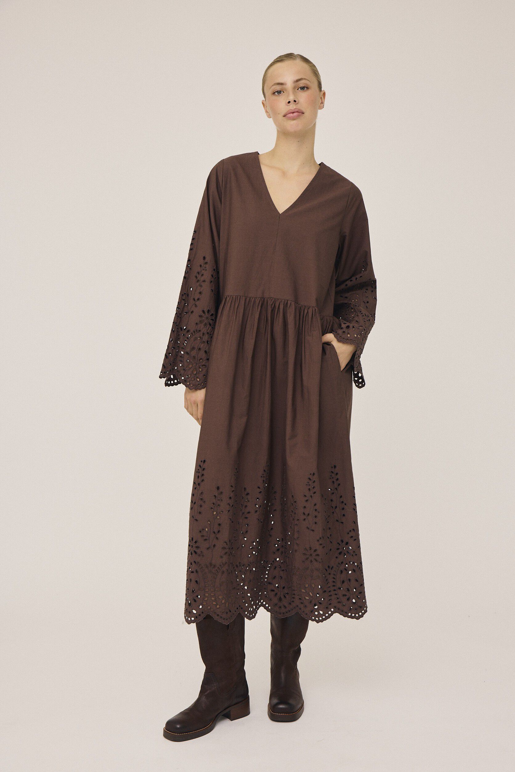 Asta 17 Maxikjole med bindedetalje - 100% &Oslash;kologisk bomuld GOTS