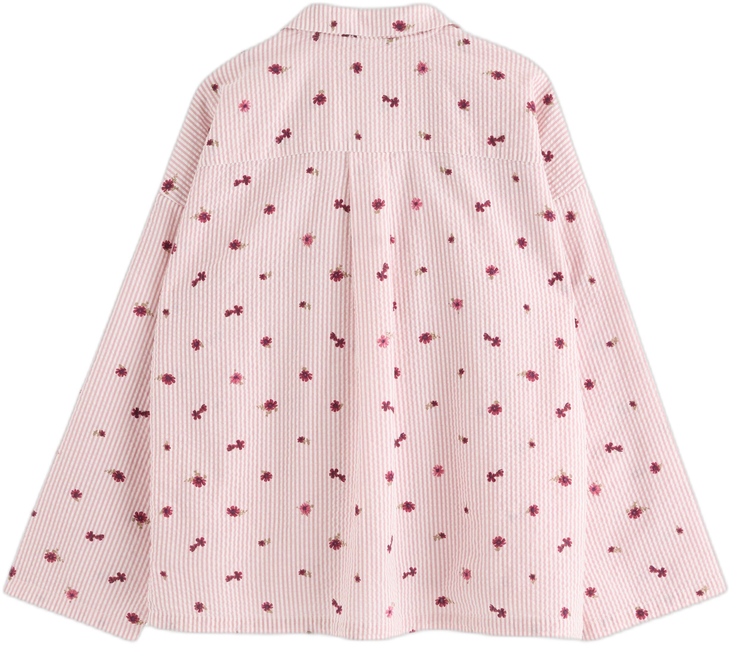 Pyjama shirt in seersucker with lon
