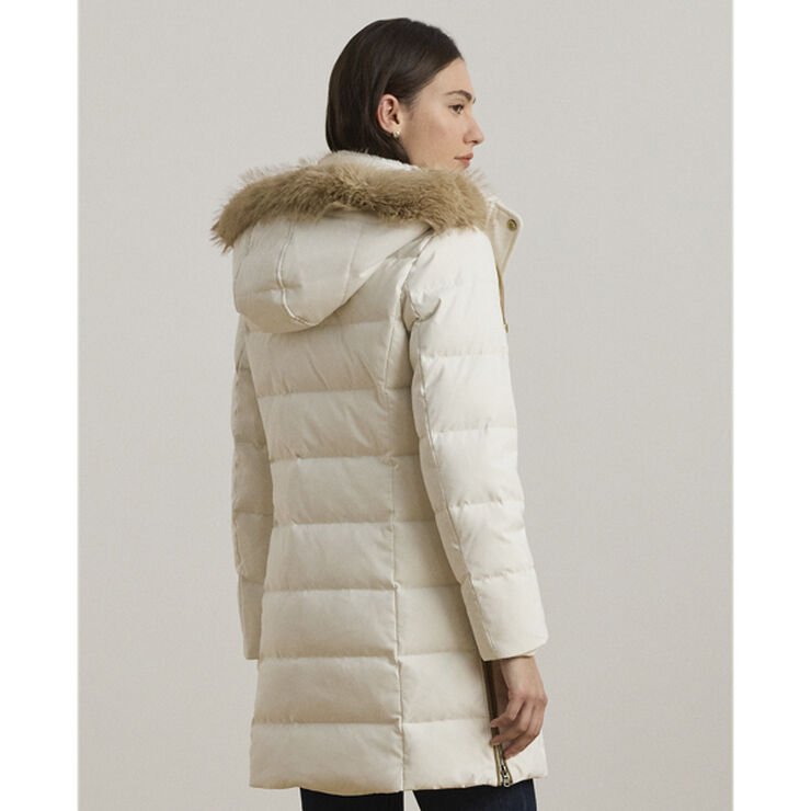 Faux-Fur-Trim Hooded Down Coat