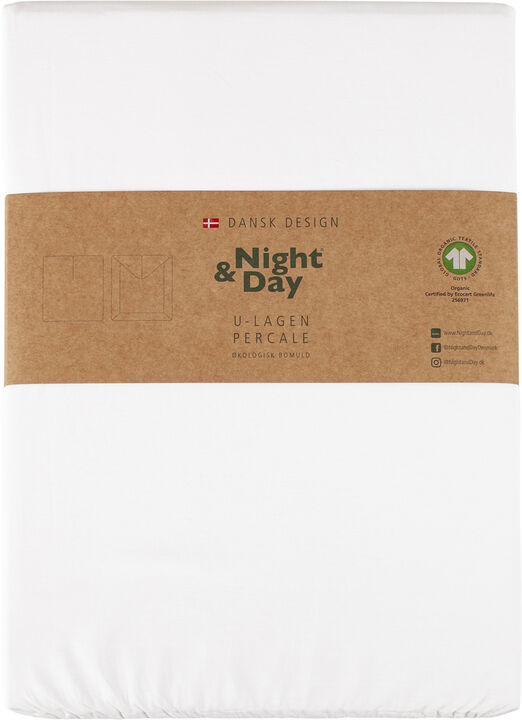 Økologisk U-split lagen, percale - GOTS, hvid